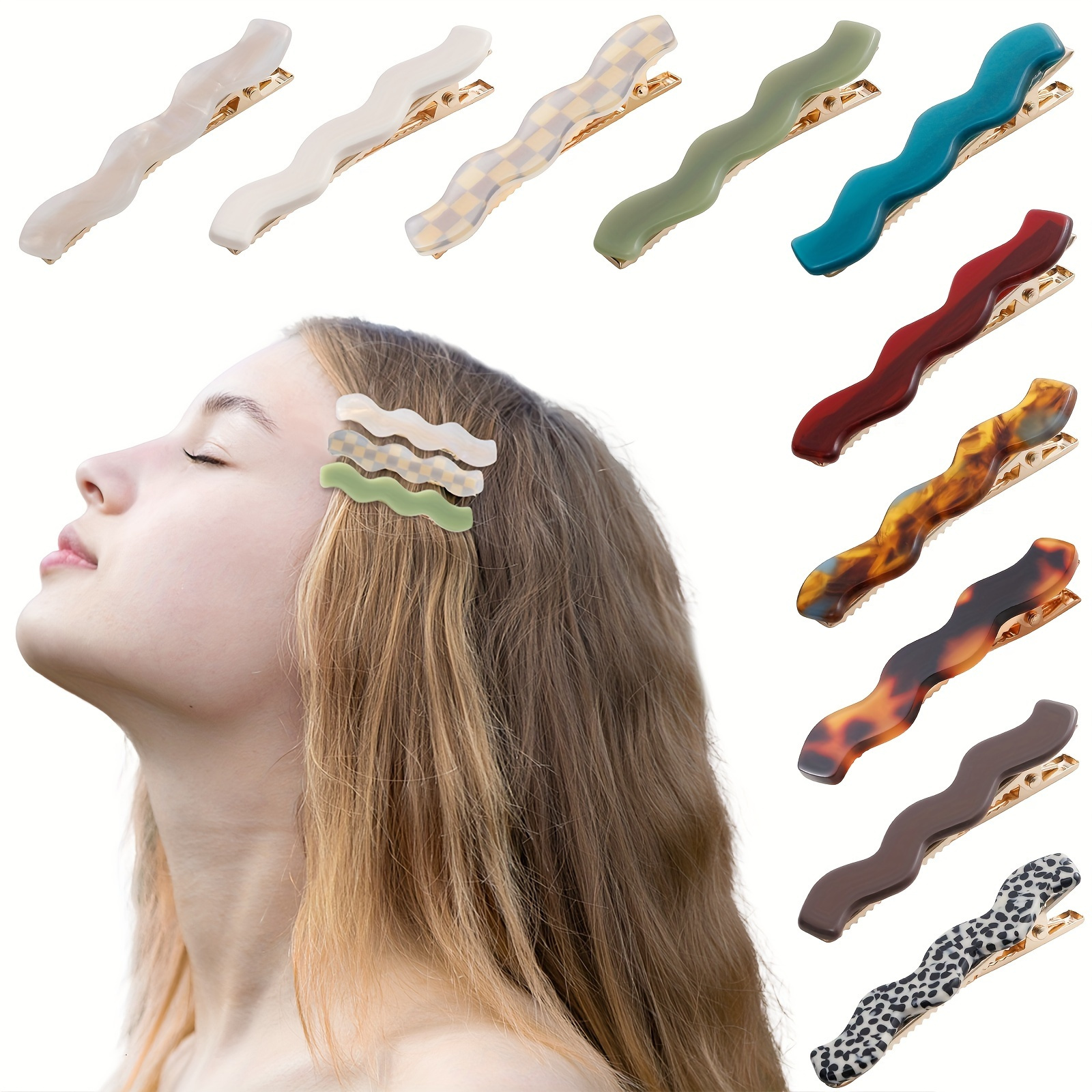 

Multi-color Wavy Hair Clip Simple Duck Billed Clip Hair Side Clip Bangs Clip Mother's Day Gift For Mom