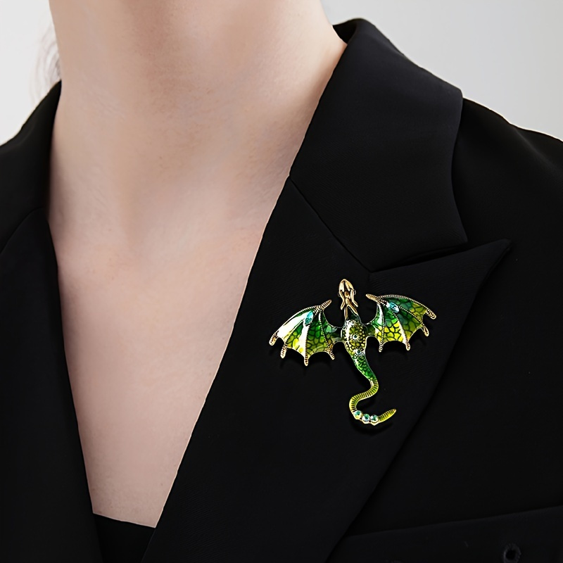 

1pc Enamel Dragon Brooch Pin, Novelty Animal Shape, Vintage & Luxury Style, Paint Badge Lapel Pin For Suits, Shirts, Backpack Accessories, Unisex