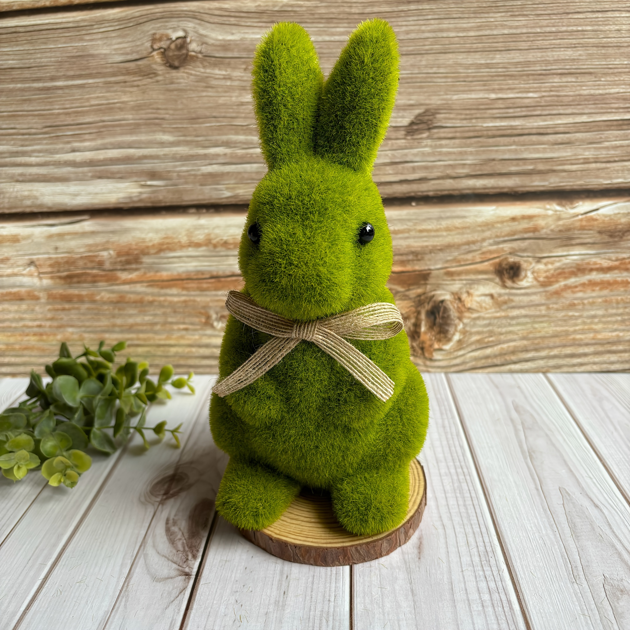 

1pc, Classic Gardening Decoration Flocking Rabbit 22cm (8.6"), Easter Green Bunny Statue, Outdoor Moss Rabbit Statue, Holiday/garden/courtyard/family Party Decoration