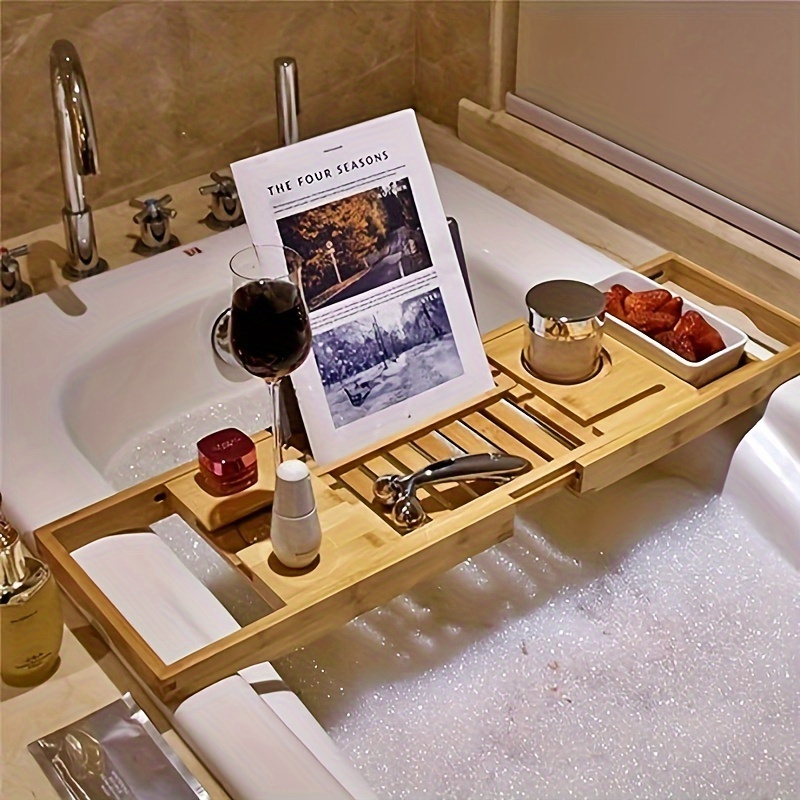 Bamboo extension antiskid bathroom multi function bathtub shelf toilet spa  bath shelf bathtub tray bathtub accessories
