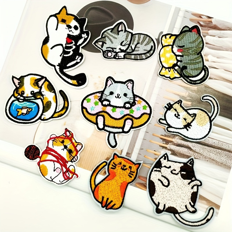 

Funny Cartoon Cats Iron-on Patches - Colorful Designs For Your Clothing And Accessories