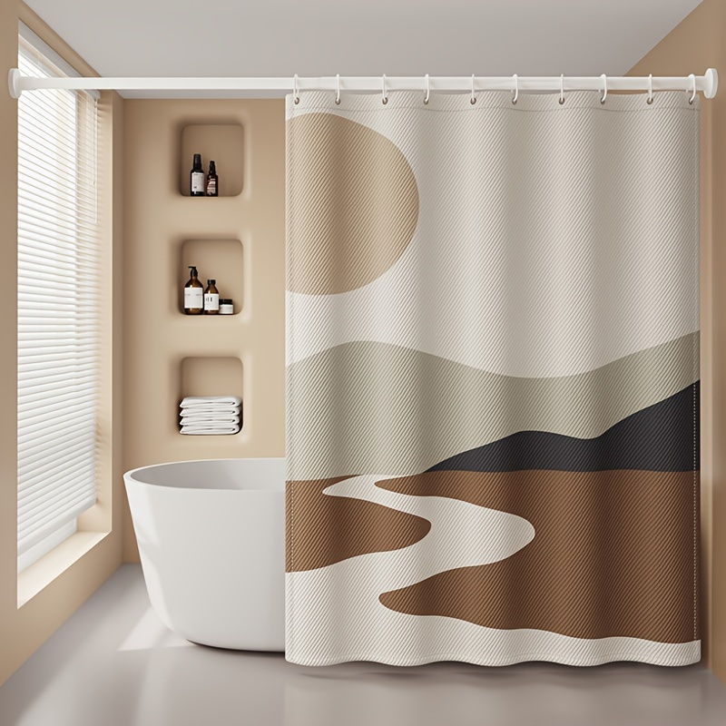 

1pc Abstract Art Shower Curtain, Waterproof Polyester Fabric, Soft Hand Feel, Easy No-drill Installation