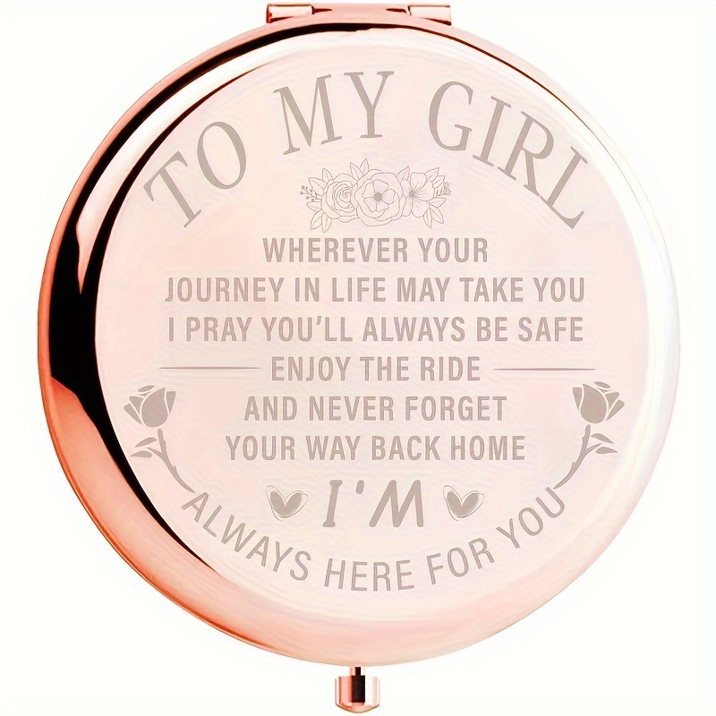 

Elegant Rose Golden Compact Folding Mirror With Inspirational Message For Daughter - , Portable & Travel-friendly, Ideal Gift For Birthdays, Christmas, Anniversaries