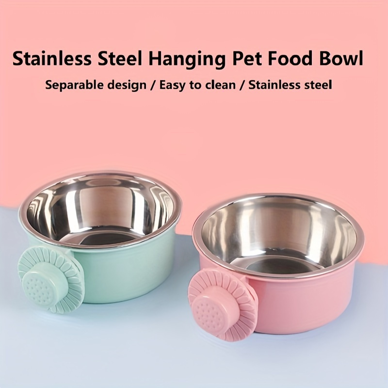 

Stainless Steel Hanging Pet Feeder - Detachable Cage Bowl For Dogs, Parrots & Birds - Abs Material, No Battery Required, Cat,