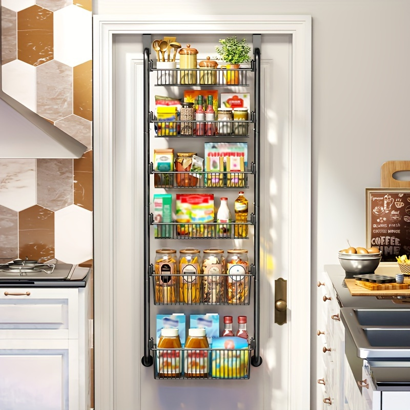 

1pc 4/6 Tier Over The Door Pantry Organizer, Hanging Spice Rack Canned Snack Organizer, Metal Pantry Organization And Storage Suitable For Bedroom, Bathroom, Household Items
