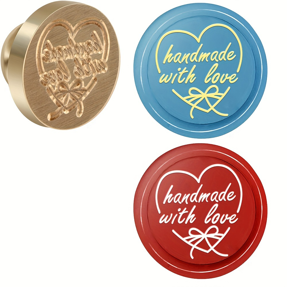 

Handmade With Love Wax Seal Stamp Head Vintage Heart Valentine's Day Sealing Wax Stamps 25mm Removable Brass Head Sealing Stamp For Wedding Invitations Christmas Xmas Party Gift Wrap