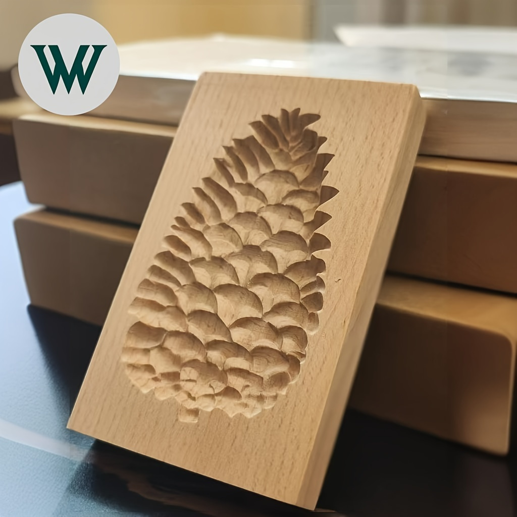 

Rustic Wooden Cookie Mold, 3d Pine Cone Pattern, Diy Baking Tool For Christmas, Thanksgiving, Halloween, Easter, & Party Decor