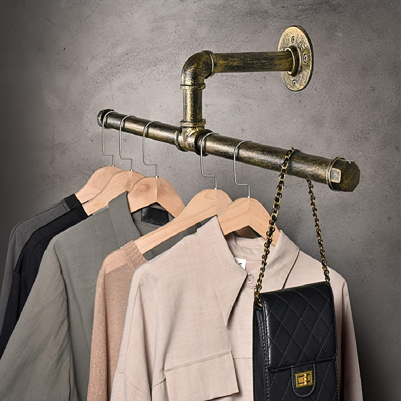 

1pc Industrial Style Retro Hanging Clothes Rack Bronze Water Pipe Wall-mounted Clothing Rack Hanger On Wall Hanging Clothes Rack Display Rack For Shops/commercial Place