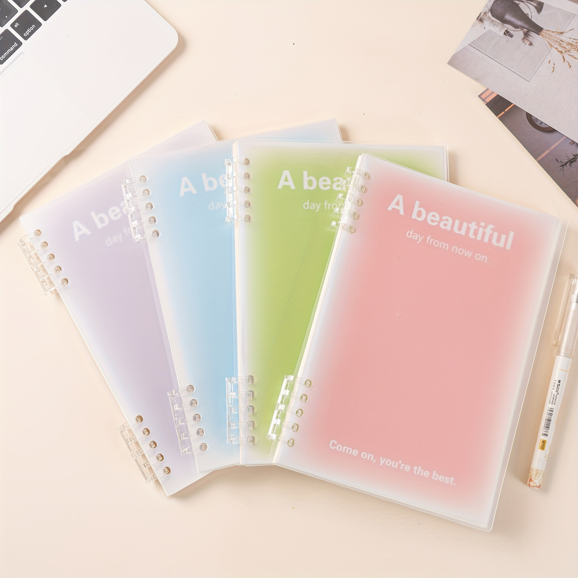 

1pc Pp Transparent Non-slip Hand Detachable Loose-leaf Book Student A5 Horizontal Line Book Notebook (60 Sheets) Suitable For Student Writing Business Office