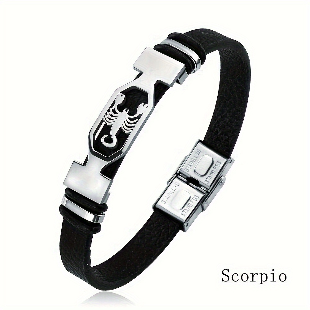 

12 Constellation Themed Stainless Steel Cuff Bracelet For Men Christmas Gift