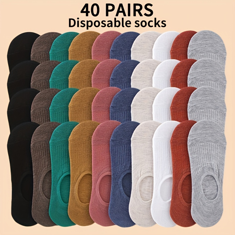 

10/20/30/40 Pairs Solid Non-slip Socks, Soft & Breathable Invisible Socks, Women's Stockings & Hosiery