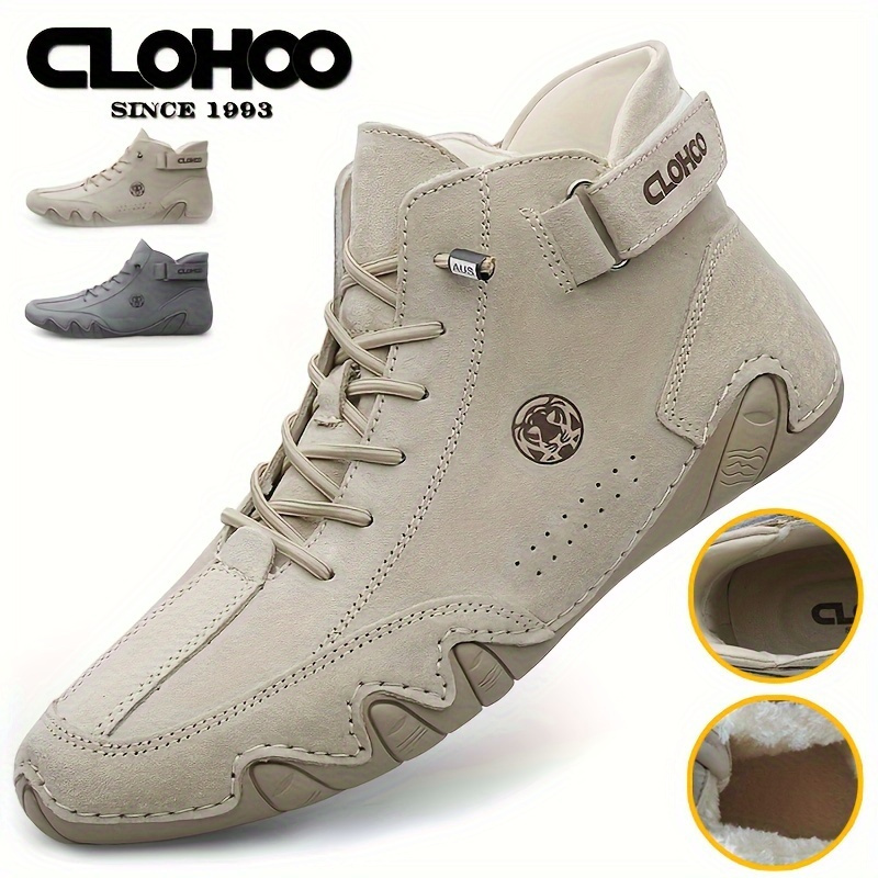 Clohoo Men's Wear-resistant Comfortable Soft Sole Ankle Boots, Casual Non-slip Sneakers For Spring Autumn