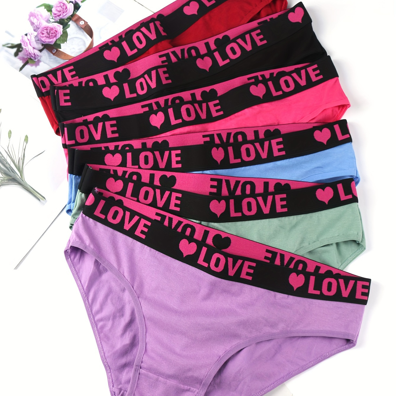 

6pcs Letter Print Briefs, Comfy & Breathable Stretchy Intimates Panties, Women's Lingerie & Underwear