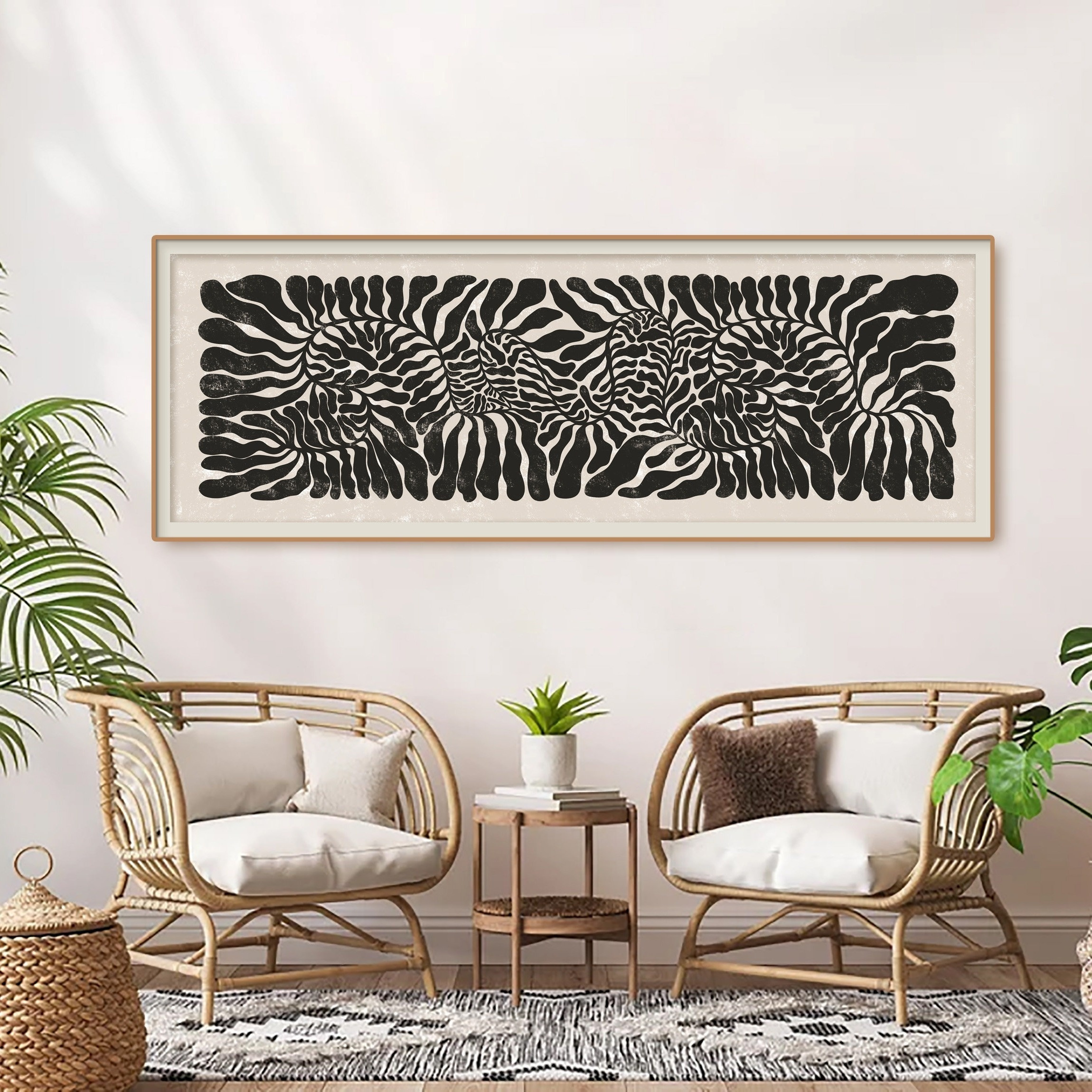 

1pc Abstract Black & White Striped Canvas Art - Frameless Wall Decor For Living Room, Bedroom, Home Office, And Dining Area