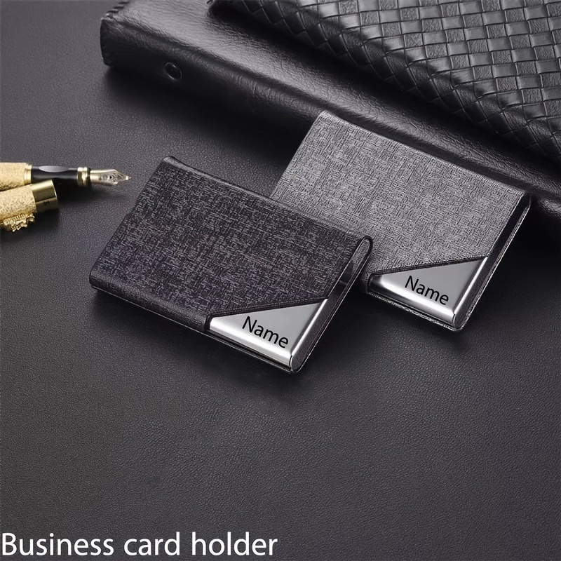 

Customizable Pu Leather Business Card Holder With Laser Engraving, Luxury Wallet Credit Id Card Case, Fashion Brand Aluminum Metal Card Sleeve For Men And Women