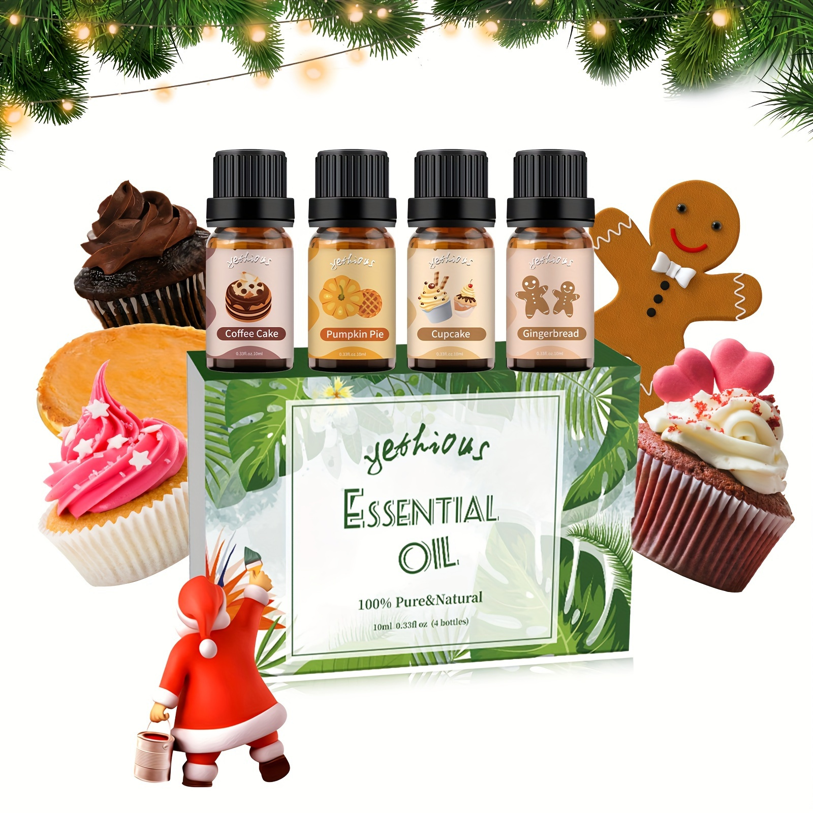 EUQEE Holiday Cheer Premium Fragrance Oils Set of 6 - Forest Pine,  Christmas Wreath, Brown Sugar, Harvest Spice, Gingerbread, Pumpkin Pie -  Scented