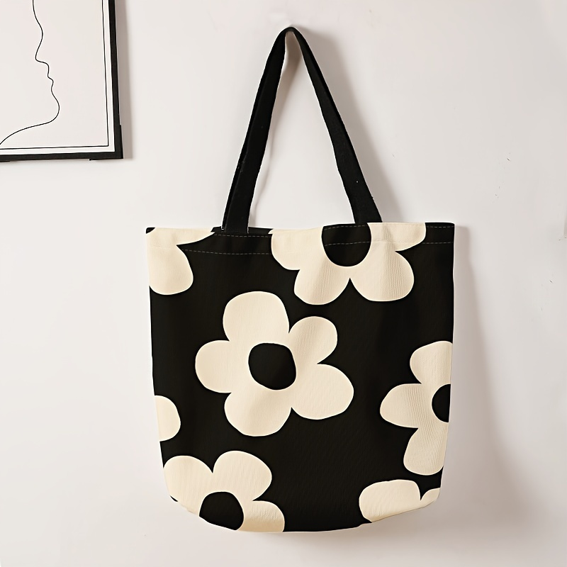 

Floral Print Tote Bag, Large Capacity Shoulder Bag, Casual Handbag For Commuting, School & Shopping