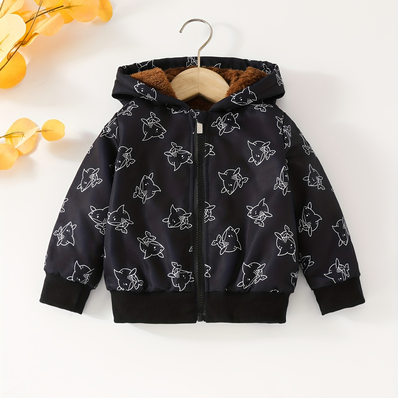 

Lovely Cartoon Animal Rib Long Sleeve Hooded Zipper Cardigan-soft Lining, Warm And Comfortable Autumn And Winter-children''s Jacket And Casual Clothes