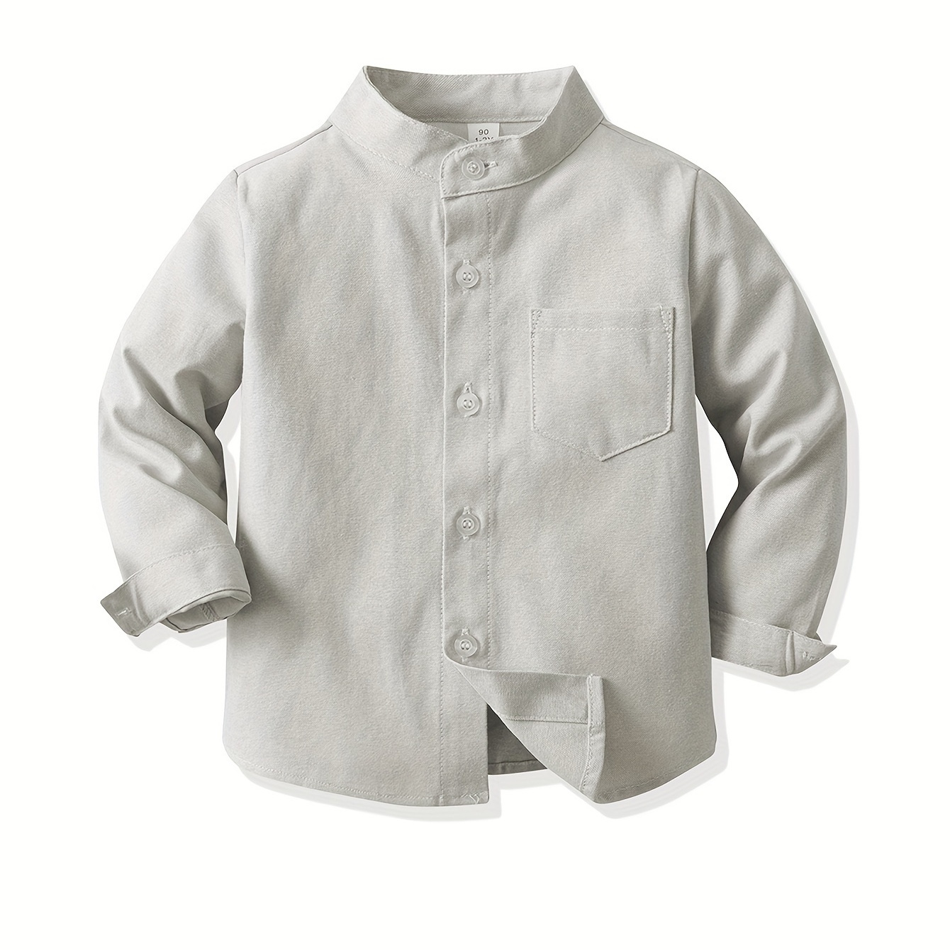 

Boy's Solid Shirt, Kids Preppy Comfy Casual Long Sleeve Button Down Lapel Tee Tops With Pocket For All Season