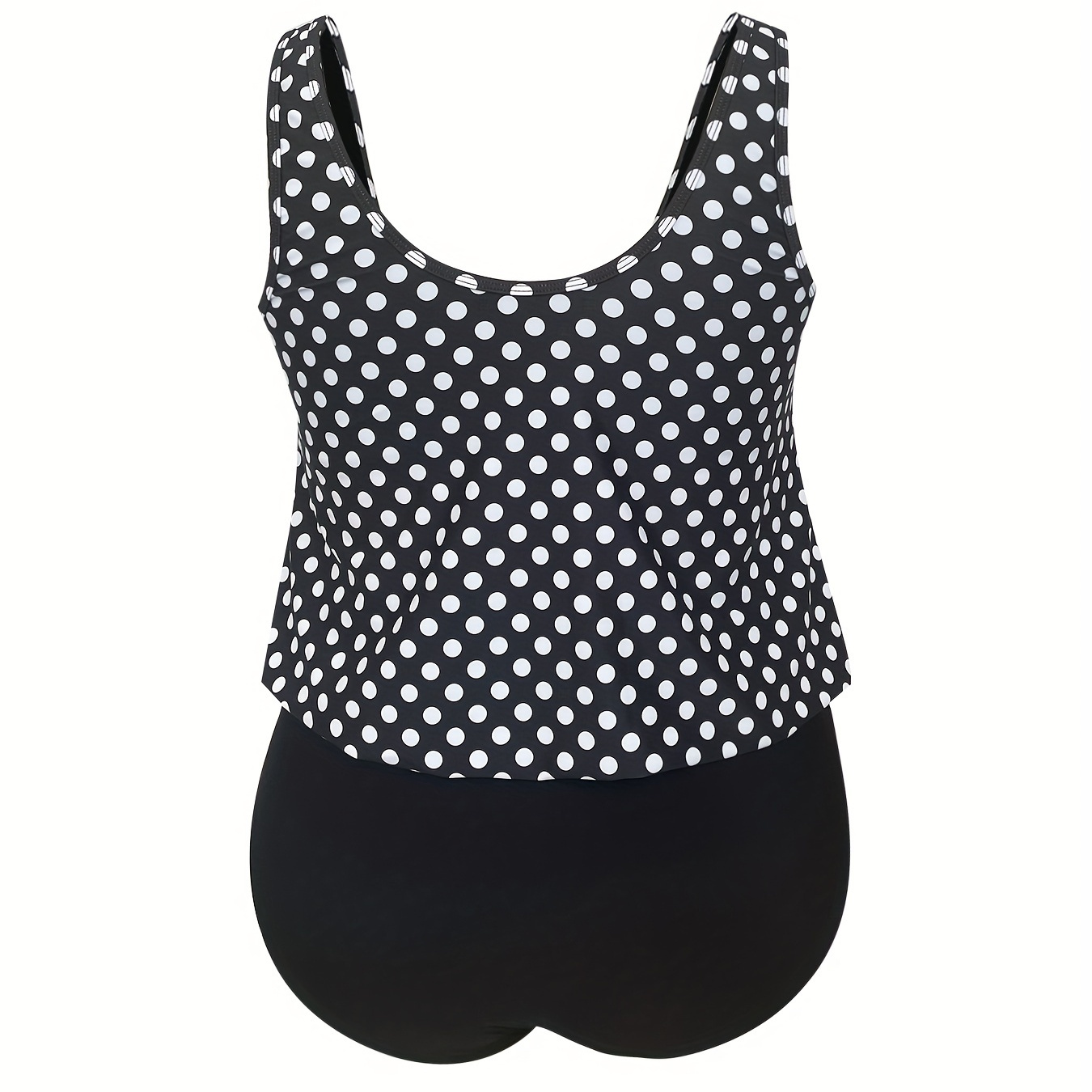 Plus Size Retro Tankini Set, Women's Plus Polka Dot Print Tank Top & Underwear Tankini Two Piece Set