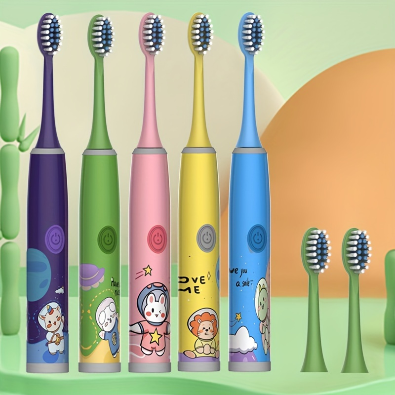 

Kids' Space-themed Electric Toothbrush With 3 Soft Bristle Heads - Battery Operated, Long-lasting For Ages 3-16, Ideal For Home & Travel, Gentle On Gums, Deep Clean Modes