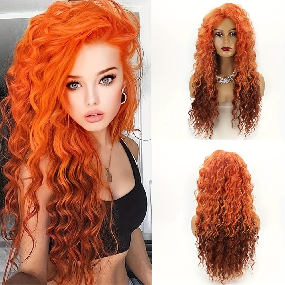 

Ufine Elegant Water Wave Wigs For Women - High-temperature Fiber, Rose Net Cap, 150% Density, Versatile Synthetic Hairpiece For Daily Wear, , Cosplay - 28-inch Long Curly Middle Part Wig