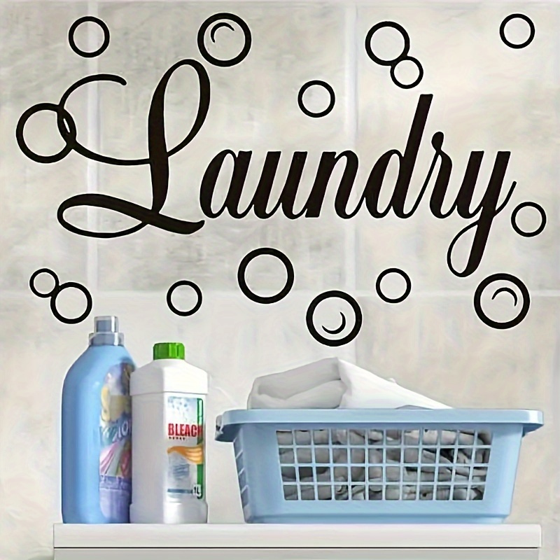 

1pc Creative Wall Sticker, Laundry Slogan Decal, Removable Waterproof Self-adhesive Wall Sticker For Laundry Room, Bathroom, Home Decor