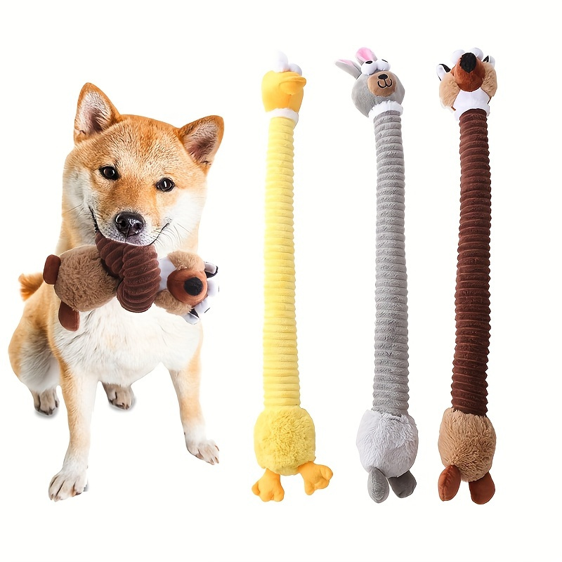 

1pc Long Neck Animals Design Pet Grinding Teeth Squeaky Plush Toy, Durable Chew Toy For Dog Interactive Supply