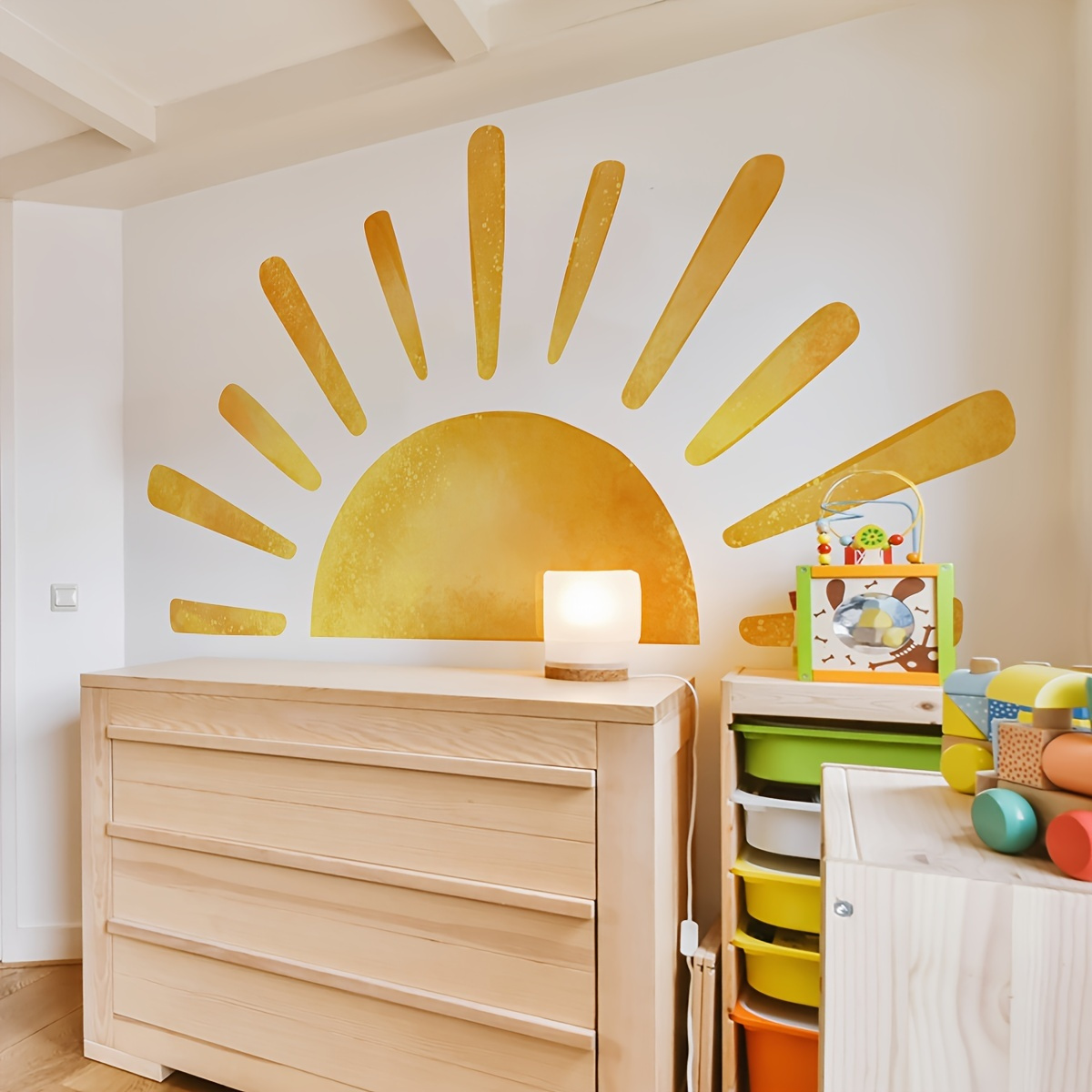 

1pc Sunburst Wall Decal, Large Pvc Self-adhesive Sticker, Contemporary Style, Home Bedroom Room Decor