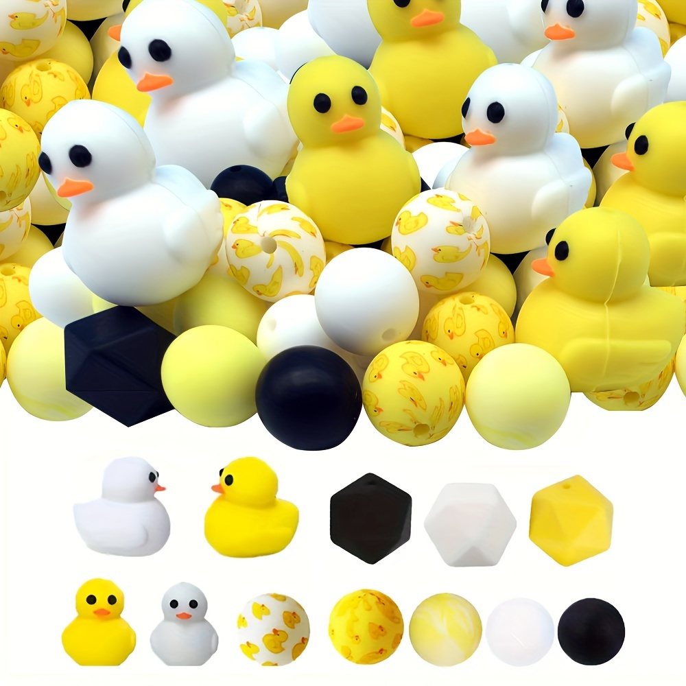 

35pcs 3d Duck Silicone Beads Set - Assorted Styles For Diy Crafts, Keychains & Jewelry Making, Home Decor & Garland