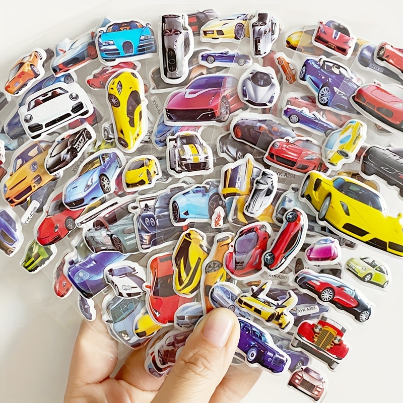 

8pcs/set Racing Sports Car Stickers, 3d Puffy Bubble Scrapbooking Waterproof Cartoon Stickers