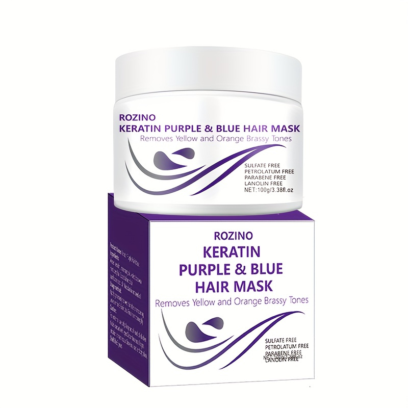 

100g Keratin Purple And Blue Hair Mask, Toner For Blonde Platinum Silver Gray Ash Or Brown Colored Dry And Damaged Brassy Hair