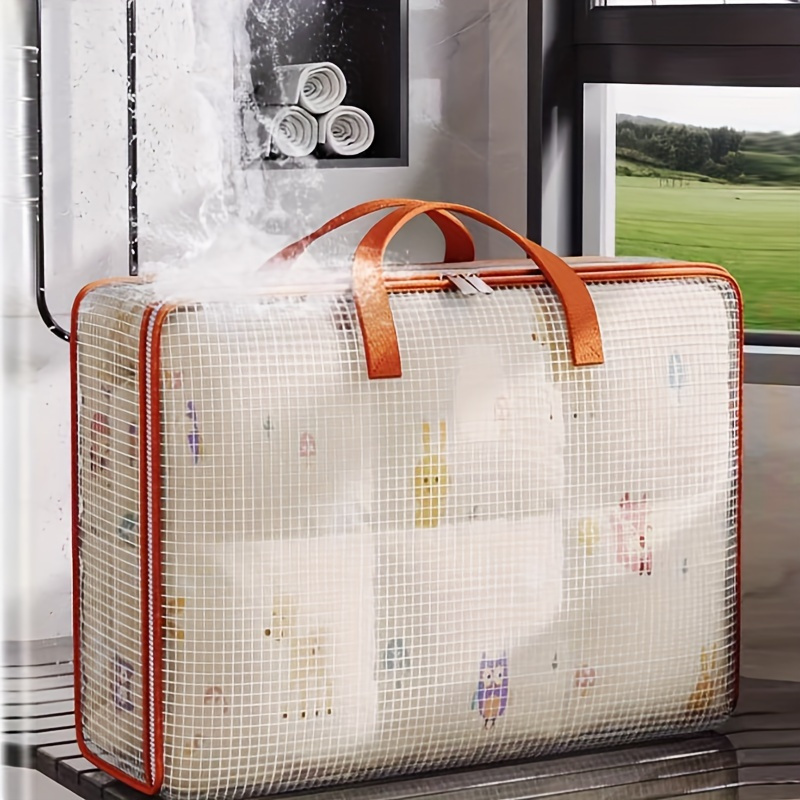 

Sac de Rangement Étanche de Grande Capacité - Maille PVC Transparente avec Fermeture Éclair pour Vêtements, Couettes & Organisation de Bagages