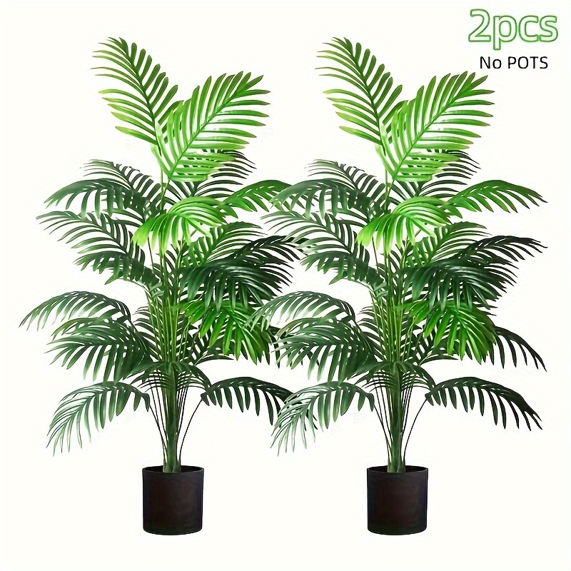 

2pcs Artificial Palm Trees 2.69ft Tall, Faux Monstera Leaves For Indoor/outdoor Decor, Real Touch Greenery For Home, Garden, Office, Beach Theme, , Plastic Tabletop Without Pots