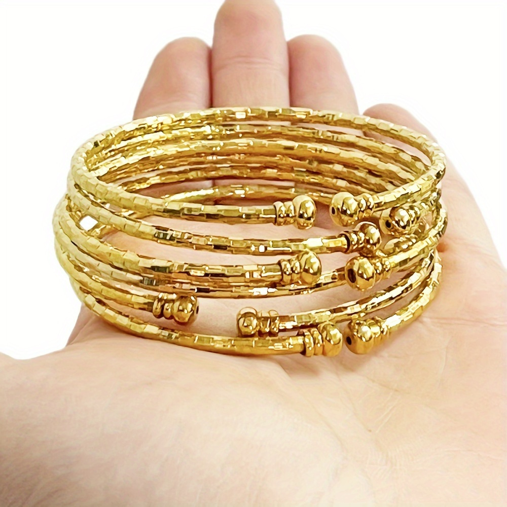 

6pcs Classy Cuff Bangles Simple Design Traditional Engagement/ Wedding Jewelry Perfect Gift For Female