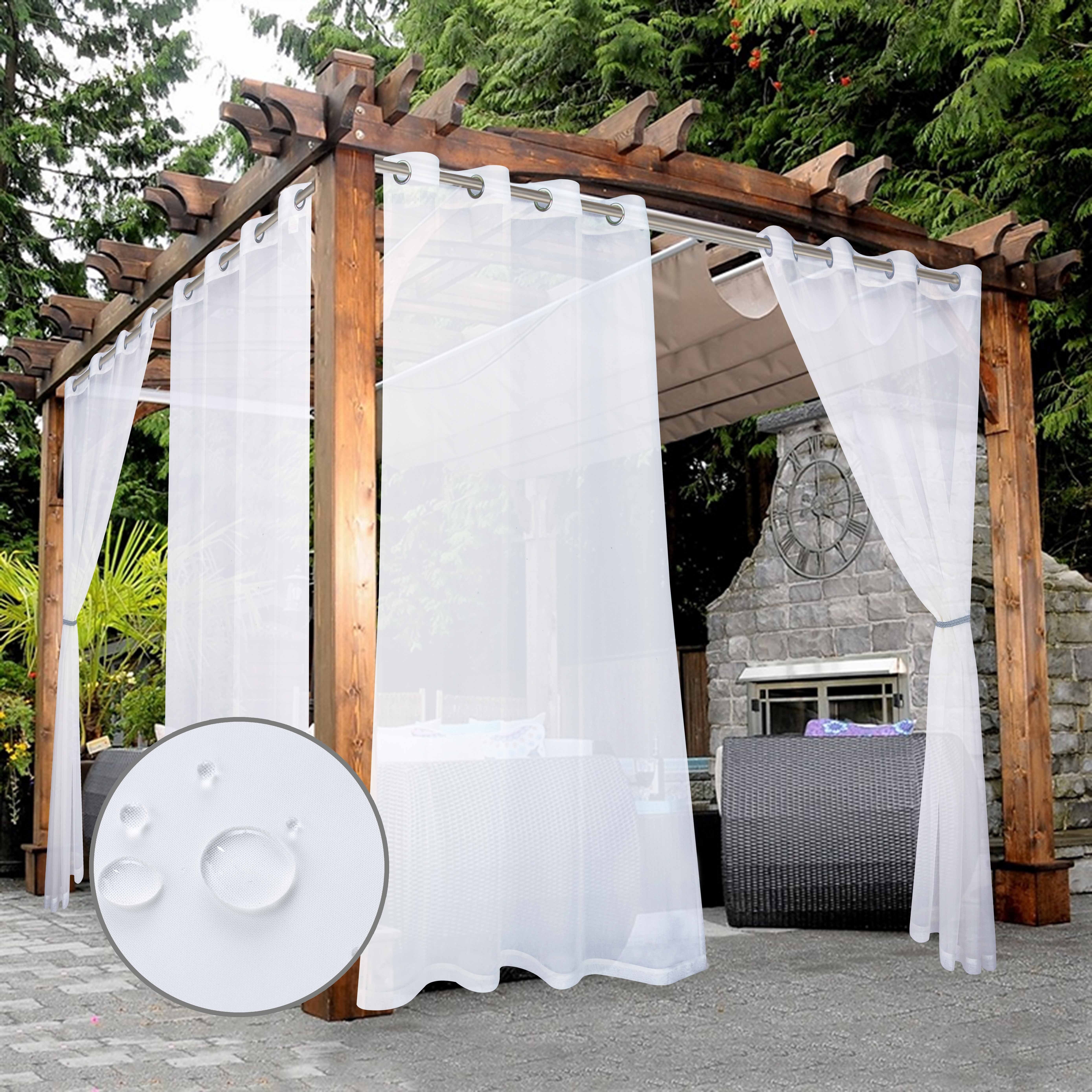

Waterproof Sheer Outdoor Curtain Panel With Grommet Top - Versatile For Patio, Living Room, Bedroom, Porch, Pergola, Cabana Decor
