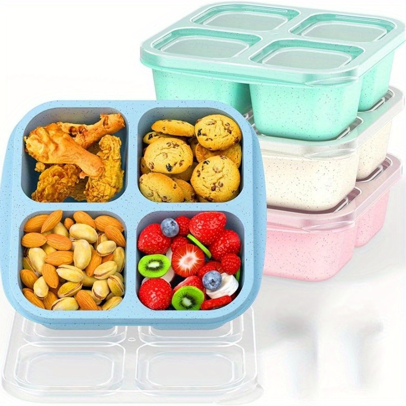 

1pc Bento Snack Box, Reusable 4-compartment Meal Prep Containers For Adults, Perfect Food Storage, Home Kitchen Supplies