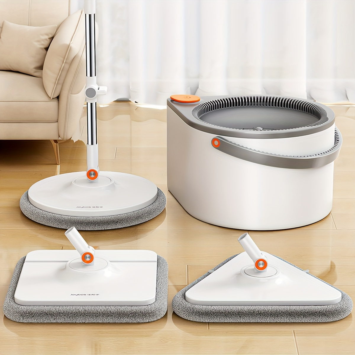 

Spin Mop And , Includes Types Of Mop Heads, Dual Compartment Mop Bucket And Washable Microfiber Mop Pads