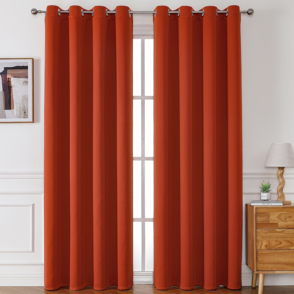 

1pc Blackout Curtain Panel Solid Eyelet Curtains For Bedrooms And Living Rooms Thermal Insulated Curtains Decorative Curtains Home Decor