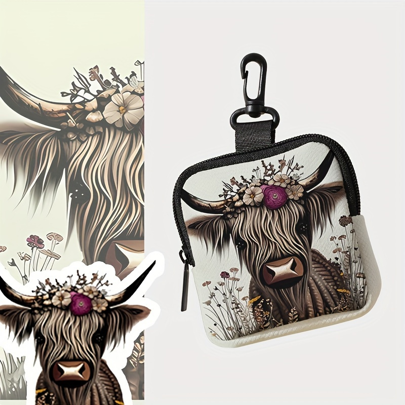 

1pc Purse, Polyester Organizer Keychain , Printed Earphone Wallet, Key & ,