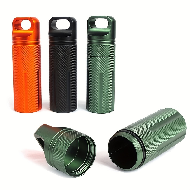 

1pc Aluminum Alloy Waterproof Pill Container Bottle, Portable Mini Outdoor Medicine Case