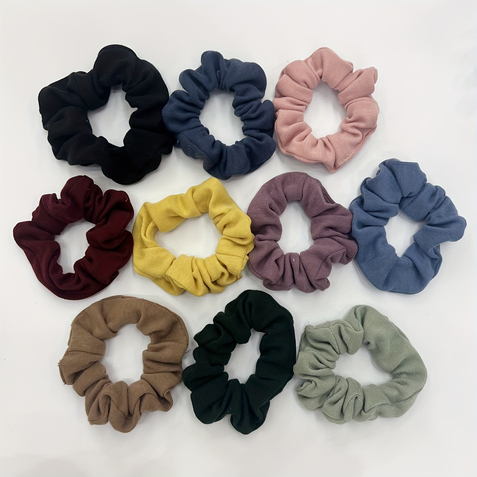 

10 Pcs/set Solid Color Knitted Hair Scrunchies Set For Women Elastic Holographic Ponytail Holder Hair Accessories Ropes Scrunchie Traceless Hair Ties