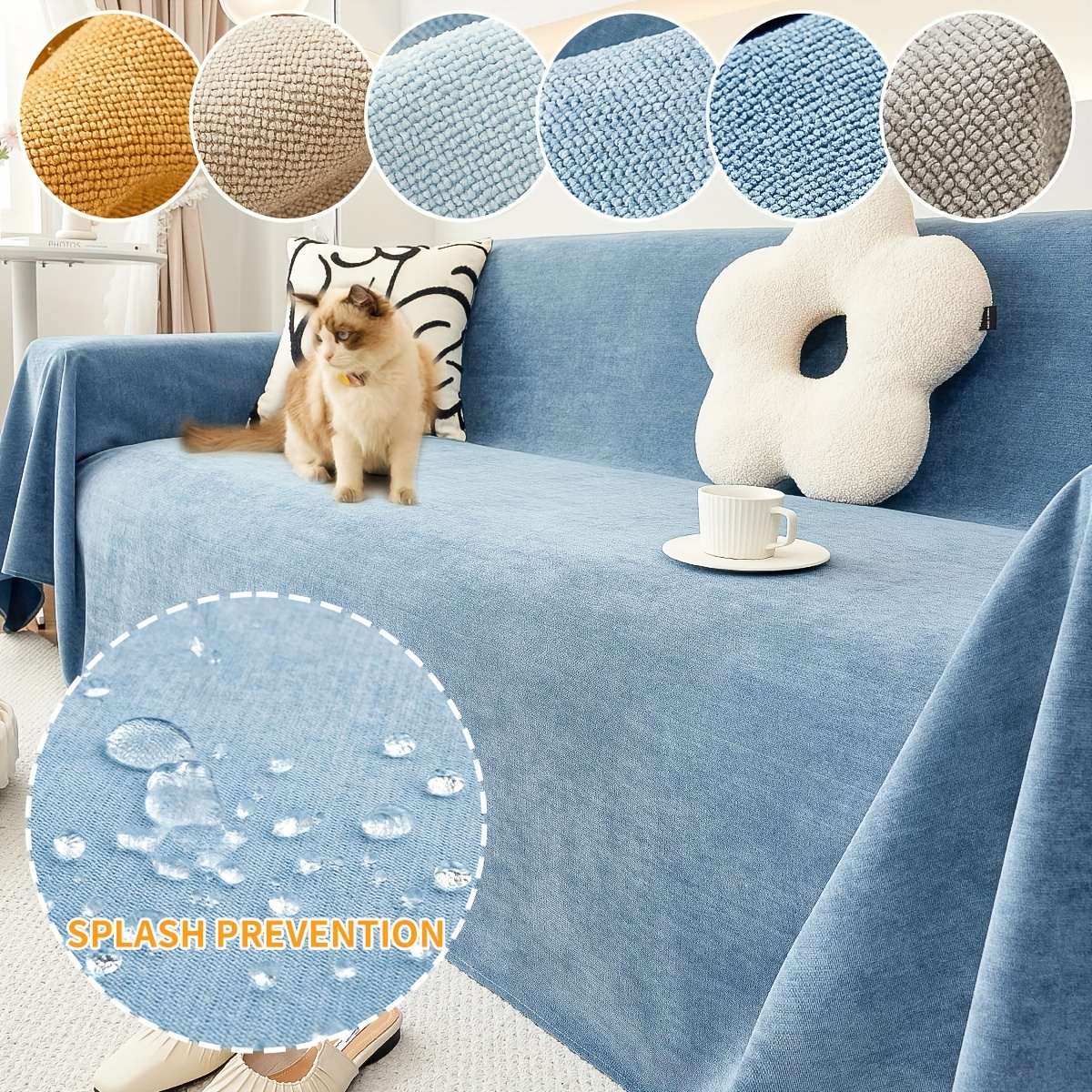 

1pc Solid Color Pet Waterproof Simple Modern Sofa Slipcover, Anti-cat Sofa Cover Blanket, Universal Couch Cover Blanket Sofa Throw Blanket Furniture Protector For Bedroom Office Living Room Home Decor