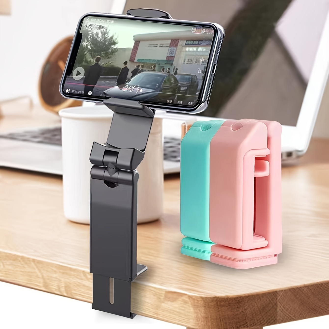 

Adjustable Abs Phone Holder - Waterproof Desktop Lazy Bracket With Rotatable Clamp For Live Streaming & Travel, Universal Smartphone Stand