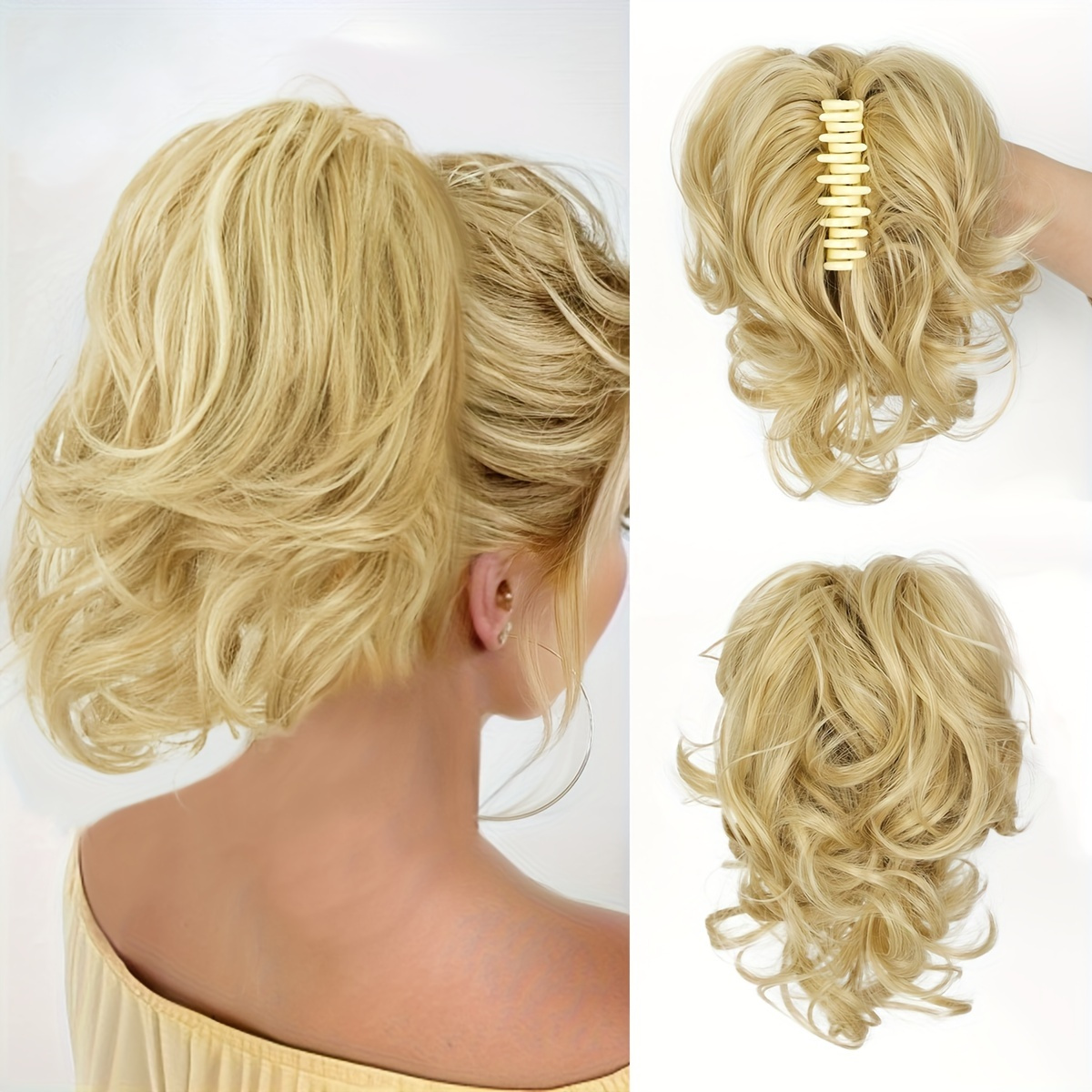 

Claw Ponytail Short Curly Wavy Ponytail Extensions Synthetic Clip In Hair Extensions Elegant For Daily Use Hair Accessories