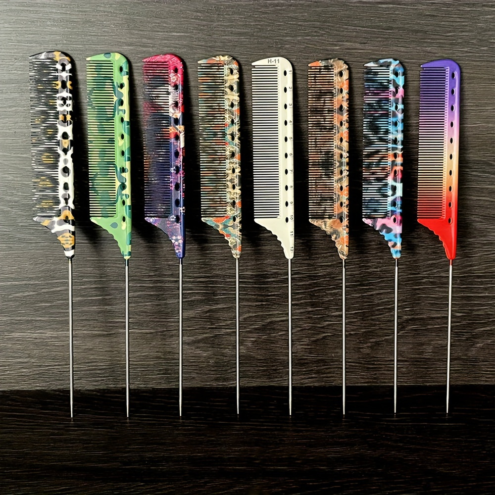 

Professional Hair Comb Set With Stainless Steel Pin-tail For Normal Hair - Durable Plastic Bristle Combs For Styling, Sectioning, Coloring, And Perming - Salon Quality Hairdressing Tools
