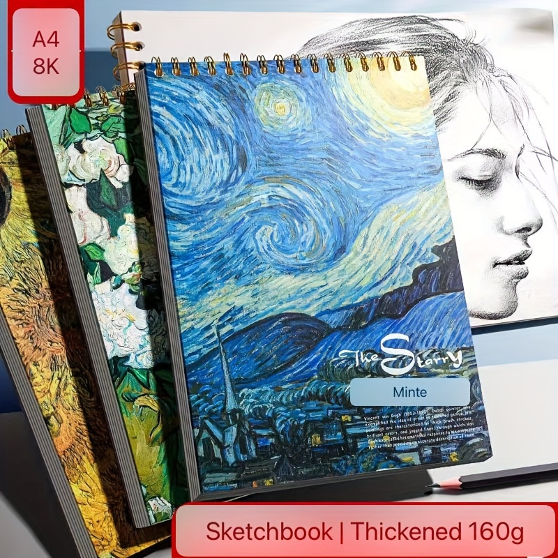 Van Gogh Mixed Media A4 Sketch Book, Spiral Bound Sketch Pad, 1 Pack  60Sheets (98lb/160gsm), Acid Free Art Sketchbook Sketching Drawing Painting  Thick
