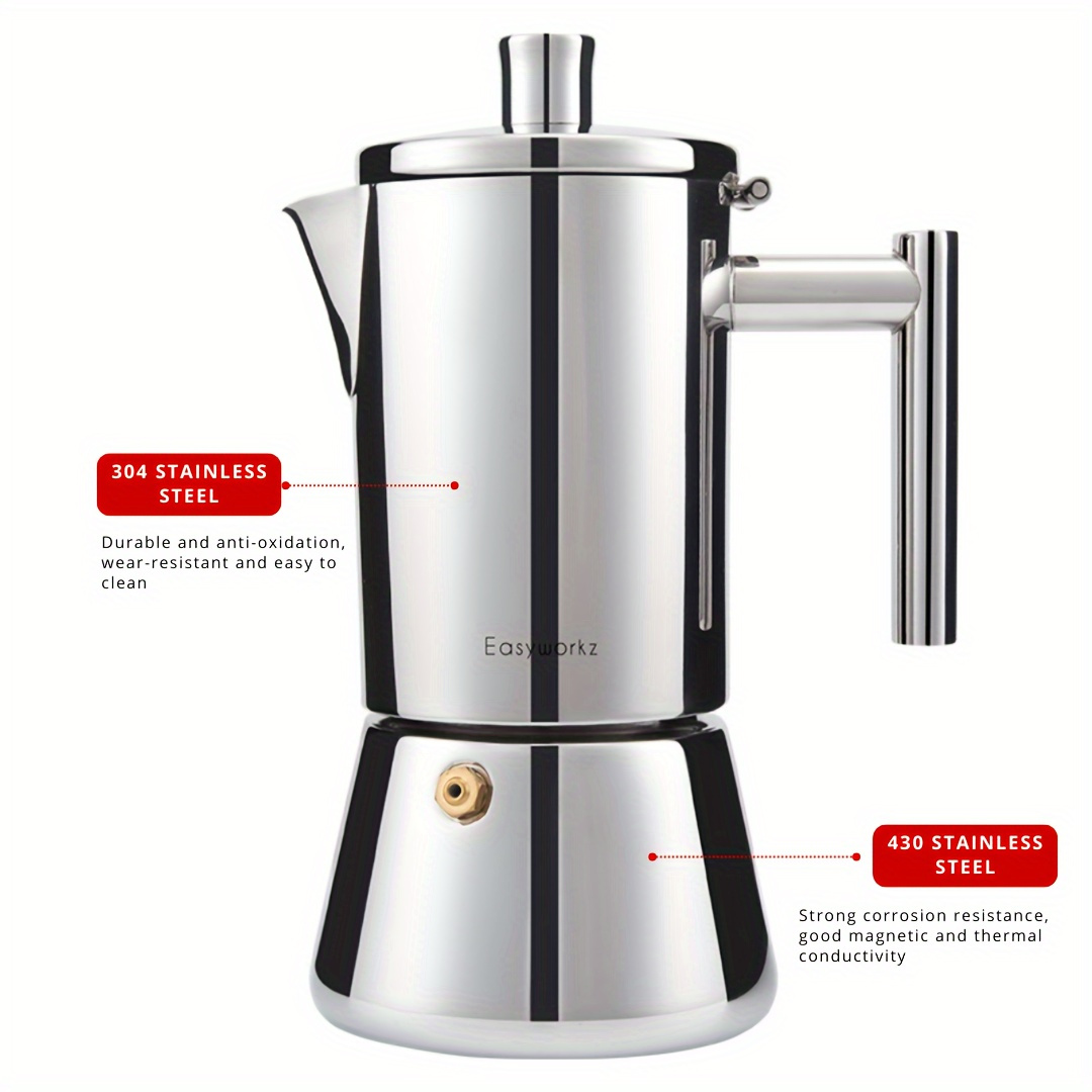 Moka Maker Stainless Steel Moka Pot Stovetop Espresso Coffee - Temu