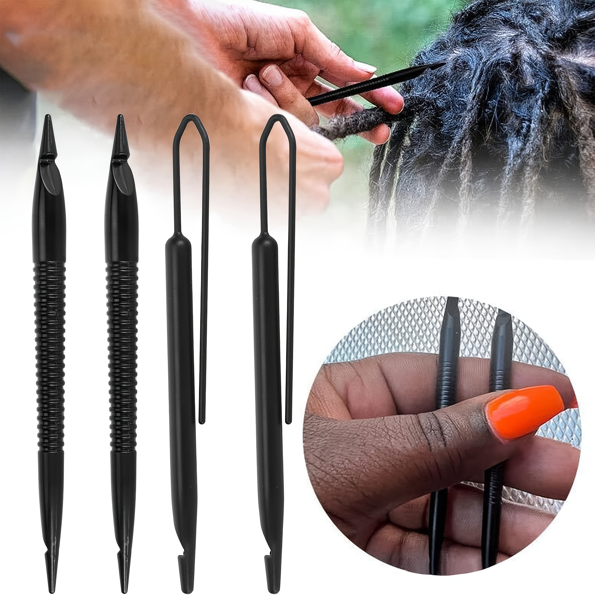  Crochet Needle Crochet Hair Tool Kit, Latch Hook Crochet Needle  with Elastic Rubber Bands for Hair Colorful and Black Hair Tie, Alligator  Hair Clips 5 Pcs, Crochet Braids Hair Tool for