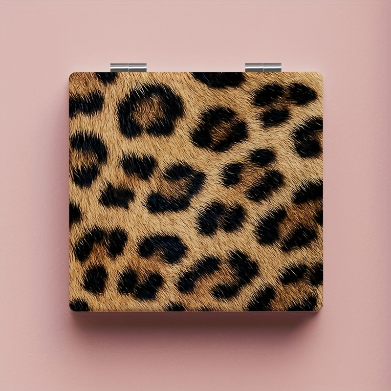 

Leopard Pattern Compact Mirror - Double-sided Folding Square Makeup Mirror For Purses - Perfect Gift For Women Students Friends - Portable And Great For Travel, Camping, And Daily Use